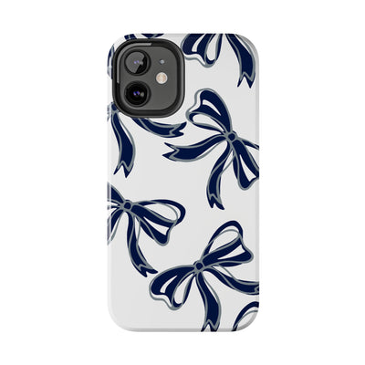 Trendy Bow Phone Case, Bed Party Bow Iphone case, Bow Phone Case, - Monmouth, UConn, Huskies, navy and white, navy and grey