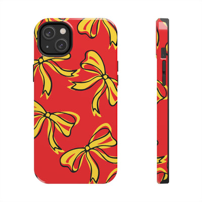 Trendy Bow Phone Case, Bed Party Bow Iphone case, Bow Phone Case, College Case, Bow Gift - Maryland, Terps, Terrapins, UMD, Red Gold & Black