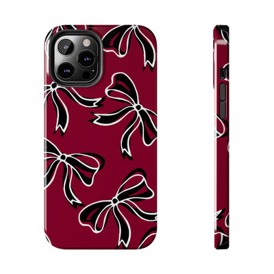 Trendy Bow Phone Case, Bed Party Bow Iphone case, Bow Phone Case, - South Carolina, Gamecocks, USC, garnet and black