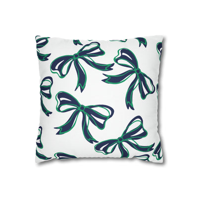 Trendy Bow College Pillow Cover - Dorm Pillow, Graduation Gift,Bed Party Gift,Acceptance Gift,College Gift, Notre Dame, navy and green