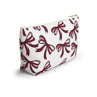 Trendy Bow Makeup Bag - Graduation Gift, Bed Party Gift, Acceptance Gift, College Gift, South Carolina, Gamecocks, USC, garnet and black