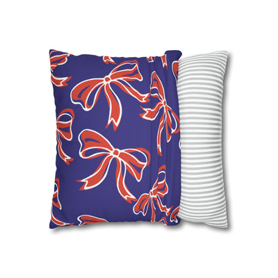 Trendy Bow College Pillow Cover - Dorm Pillow, Graduation Gift, Bed Party Gift, Acceptance Gift, College Gift, Clemson, Orange & Purple