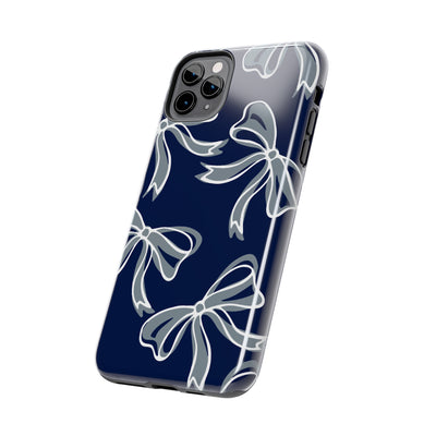 Trendy Bow Phone Case, Bed Party Bow Iphone case, Bow Phone Case, - Monmouth, UConn, Huskies, navy and white, navy and grey