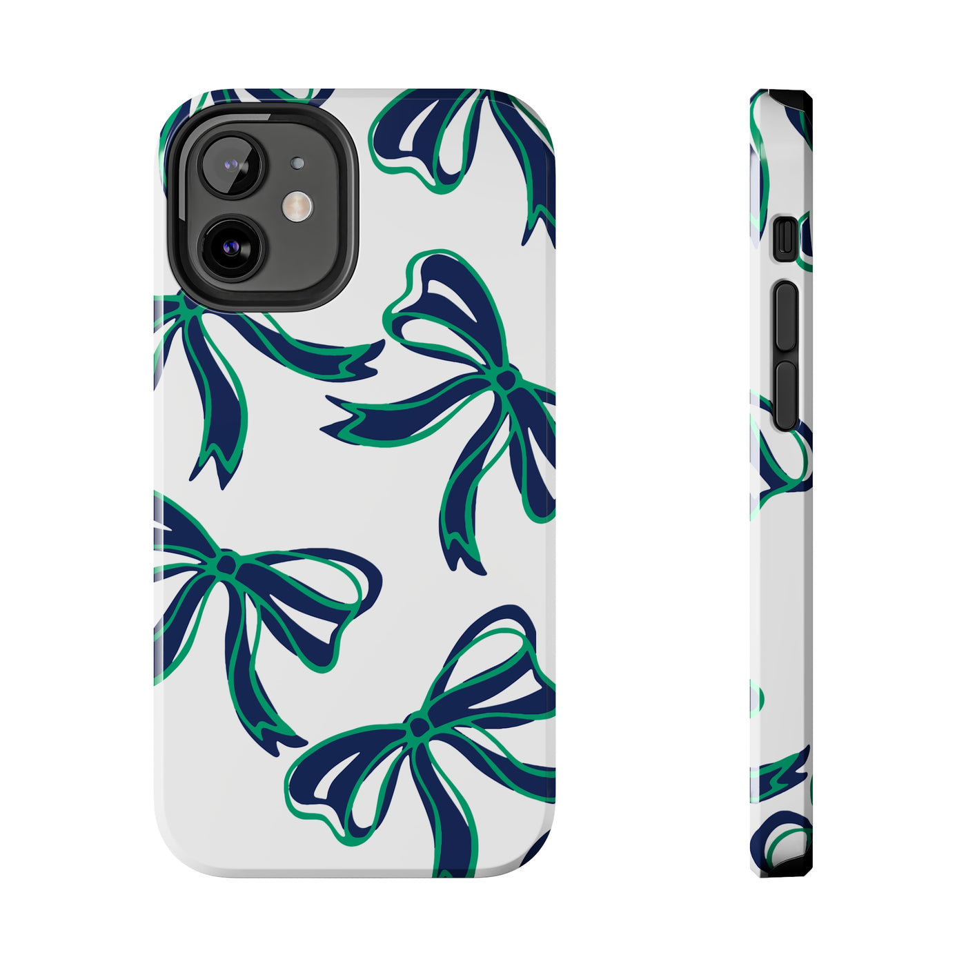 Trendy Bow Phone Case, Bed Party Bow Iphone case, Bow Phone Case, - Notre Dame, green and blue