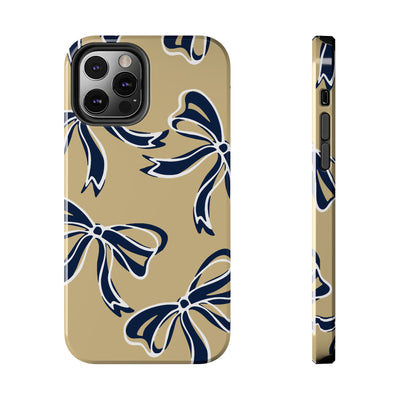 Trendy Bow Phone Case, Bed Party Bow Iphone case, Bow Phone Case, College Case, Bow Gifts, Navy and Gold, GW University, Bow Aesthetic