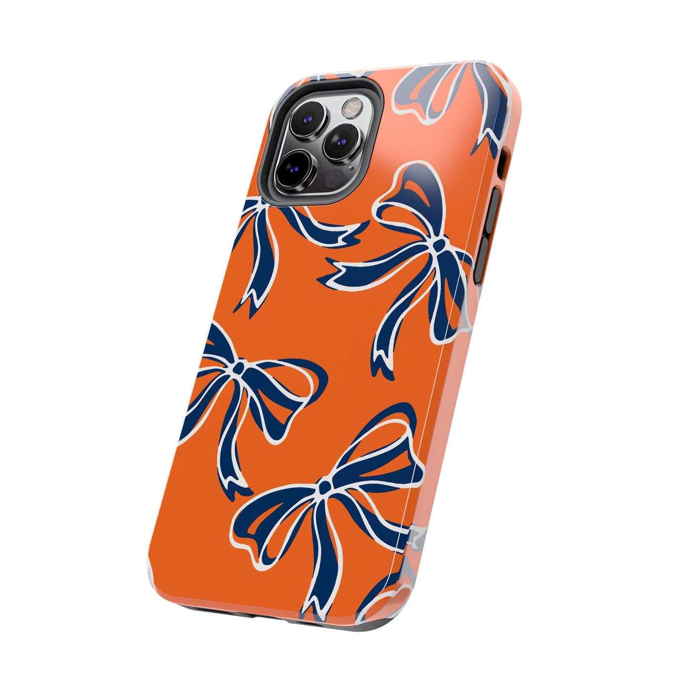 Trendy Bow Phone Case, Bed Party Bow Iphone case, Bow Phone Case, Bow Gifts - Syracuse, Auburn, Illinois, Bucknell, UVA, Navy & Orange