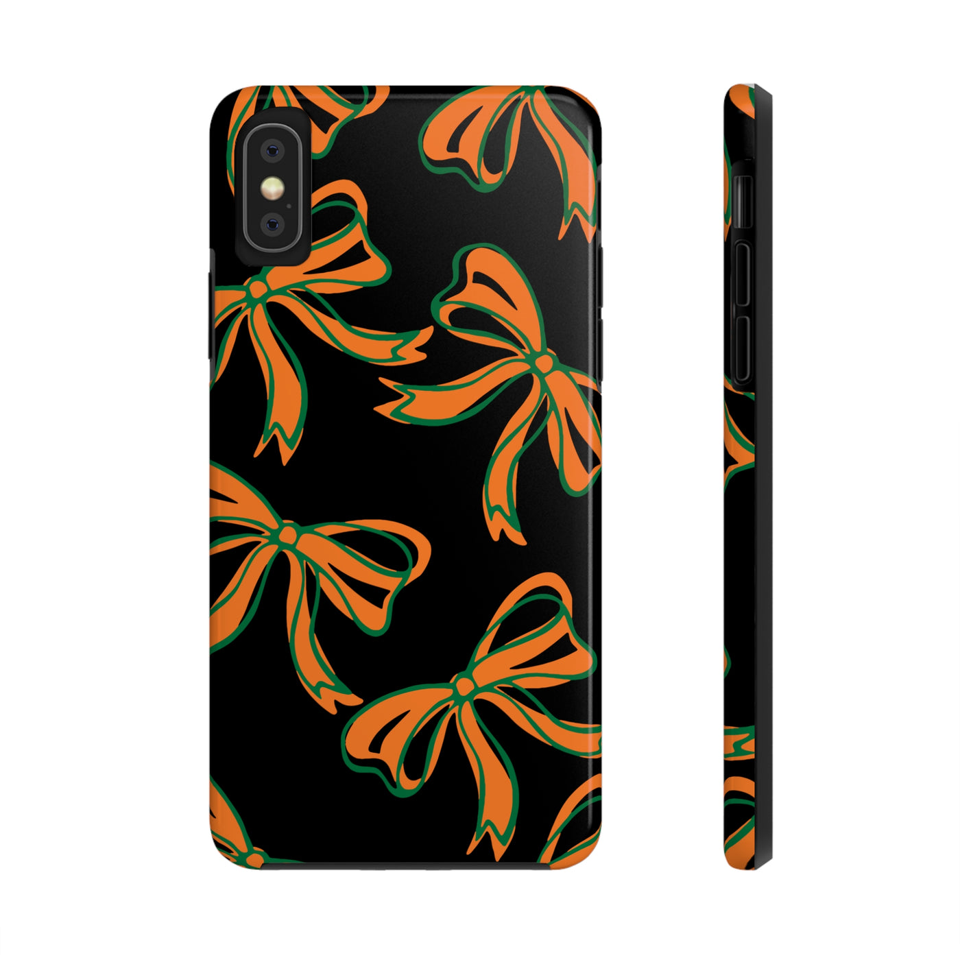 Trendy Bow Phone Case, Bed Party Bow Iphone case, Bow Phone Case, - Miami Hurricanes, 305, Miami, Orange and Green