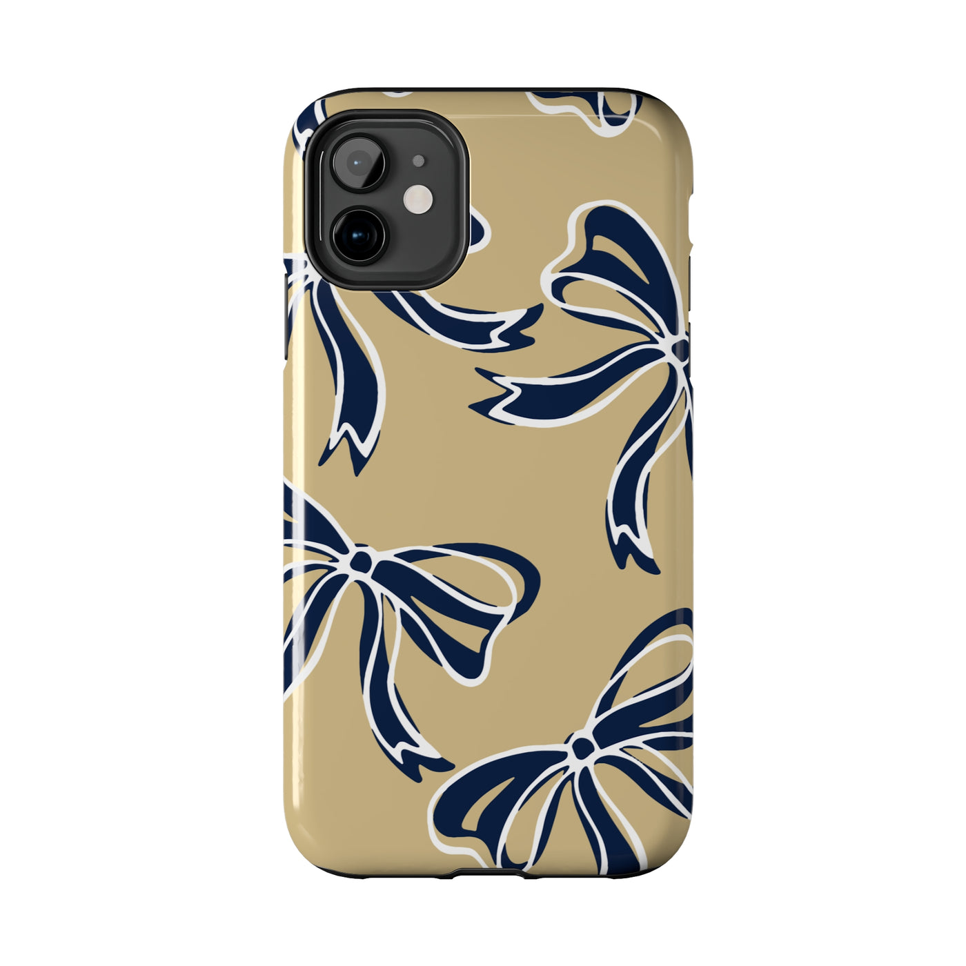 Trendy Bow Phone Case, Bed Party Bow Iphone case, Bow Phone Case, College Case, Bow Gifts, Navy and Gold, GW University, Bow Aesthetic