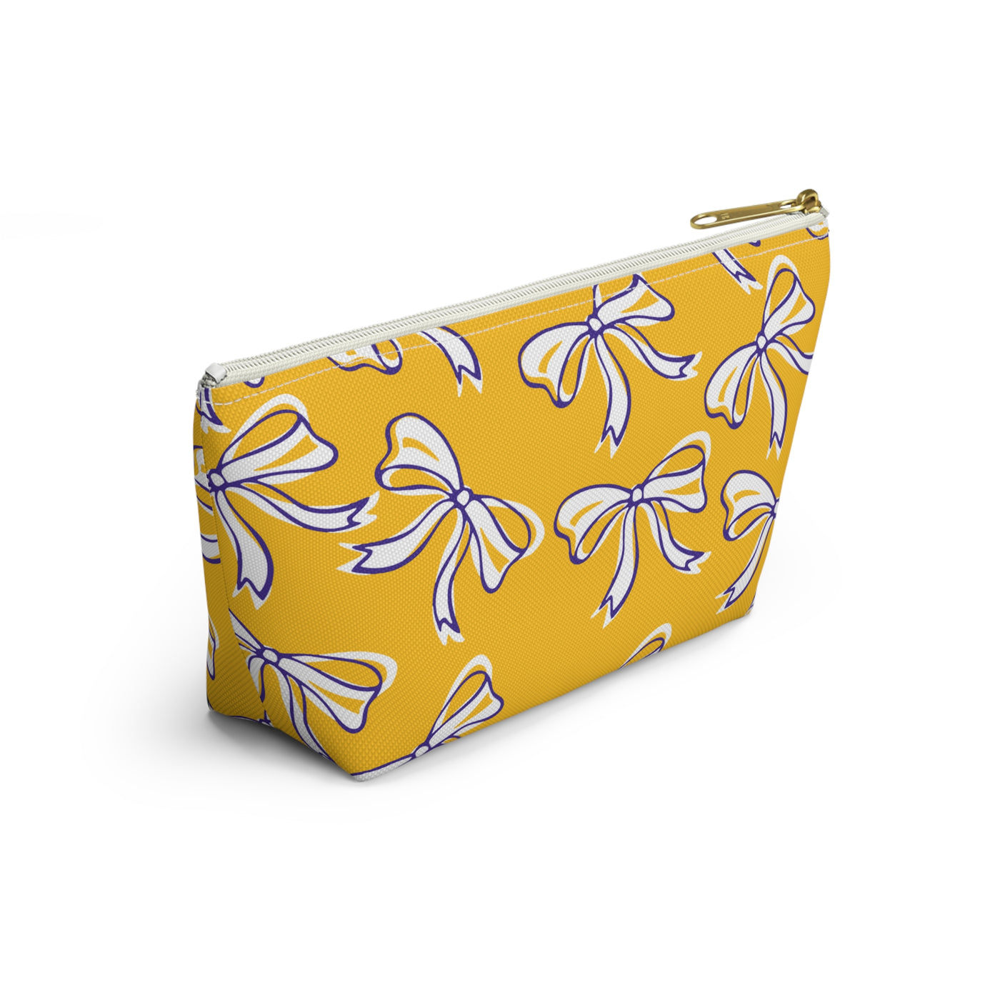 Trendy Bow Makeup Bag - Graduation Gift, Bed Party Gift, Acceptance Gift, College Gift, LSU, LSU Tigers, Purple and Gold
