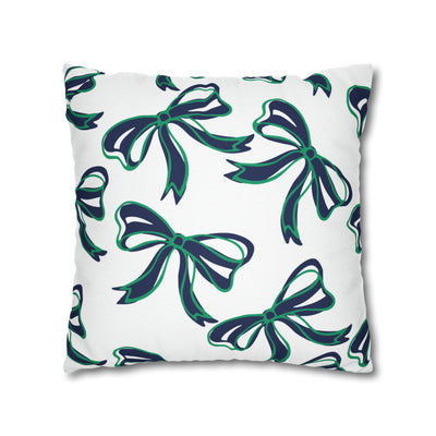Trendy Bow College Pillow Cover - Dorm Pillow, Graduation Gift,Bed Party Gift,Acceptance Gift,College Gift, Notre Dame, navy and green
