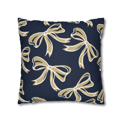 Trendy Bow College Pillow Cover - Dorm Pillow, Graduation Gift, Bed Party Gift, Acceptance Gift, College Gift, GW University, Navy & Gold