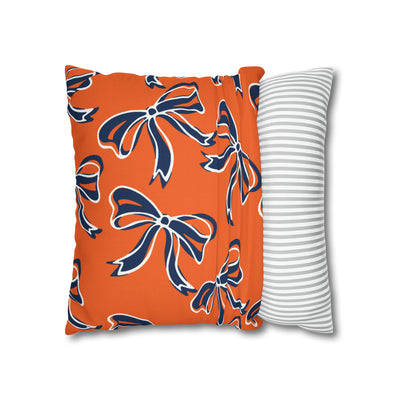 Trendy Bow College Pillow Cover - Dorm Pillow, Graduation Gift, Bed Party Gift, Acceptance Gift, College Gift, Syracuse, Bucknell, Illinois
