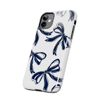 Trendy Bow Phone Case, Bed Party Bow Iphone case, Bow Phone Case, - Monmouth, UConn, Huskies, navy and white, navy and grey