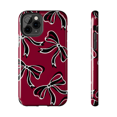 Trendy Bow Phone Case, Bed Party Bow Iphone case, Bow Phone Case, - South Carolina, Gamecocks, USC, garnet and black