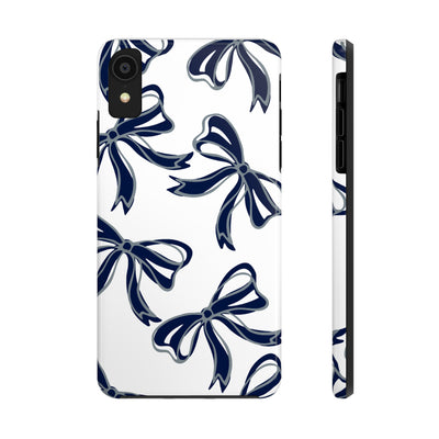 Trendy Bow Phone Case, Bed Party Bow Iphone case, Bow Phone Case, - Monmouth, UConn, Huskies, navy and white, navy and grey