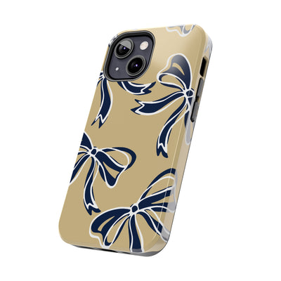Trendy Bow Phone Case, Bed Party Bow Iphone case, Bow Phone Case, College Case, Bow Gifts, Navy and Gold, GW University, Bow Aesthetic