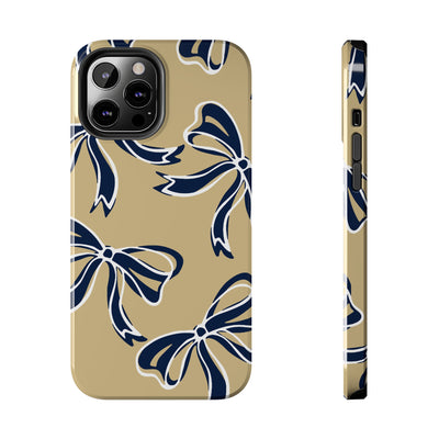 Trendy Bow Phone Case, Bed Party Bow Iphone case, Bow Phone Case, College Case, Bow Gifts, Navy and Gold, GW University, Bow Aesthetic