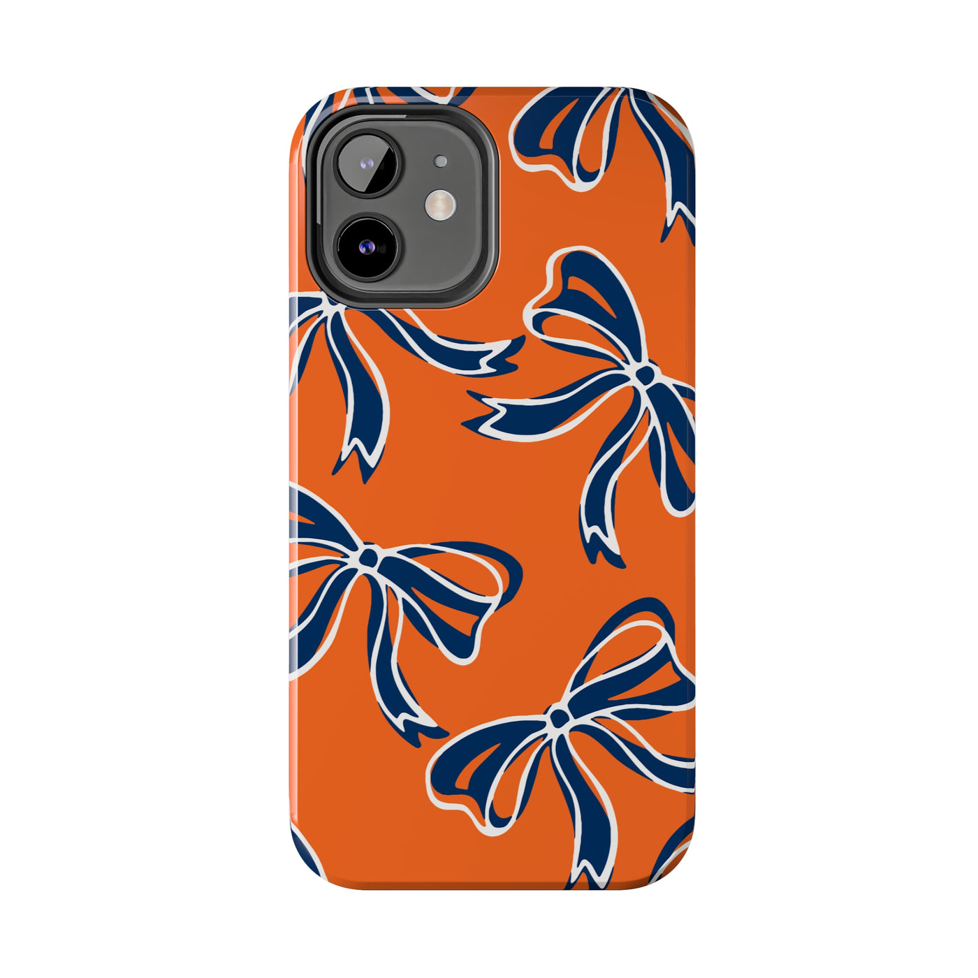 Trendy Bow Phone Case, Bed Party Bow Iphone case, Bow Phone Case, Bow Gifts - Syracuse, Auburn, Illinois, Bucknell, UVA, Navy & Orange