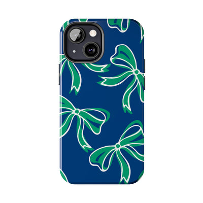 Trendy Bow Phone Case, Bed Party Bow Iphone case, Bow Phone Case, - FGCU, Blue and Green, Florida Gulf Coast