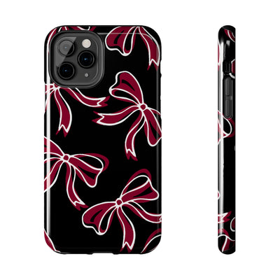 Trendy Bow Phone Case, Bed Party Bow Iphone case, Bow Phone Case, - South Carolina, Gamecocks, USC, garnet and black