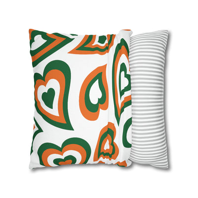 Retro Heart Pillow - Green and Orange, Heart Pillow, Hearts, Valentine's Day, Miami Hurricanes, Bed Party Pillow, Sleepaway Camp Pillow,Camp