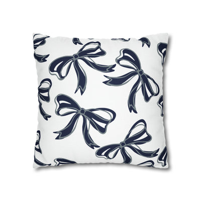 Trendy Bow College Pillow Cover - Dorm Pillow,Graduation Gift,Bed Party Gift,Acceptance Gift,College Gift, UConn, Monmouth, navy and grey