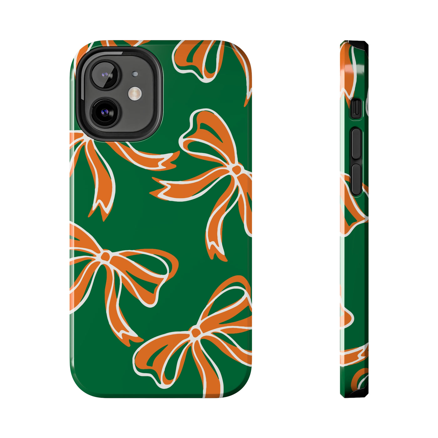 Trendy Bow Phone Case, Bed Party Bow Iphone case, Bow Phone Case, - Miami Hurricanes, 305, Miami, Orange and Green