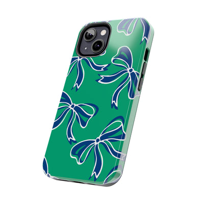 Trendy Bow Phone Case, Bed Party Bow Iphone case, Bow Phone Case, - FGCU, Blue and Green, Florida Gulf Coast