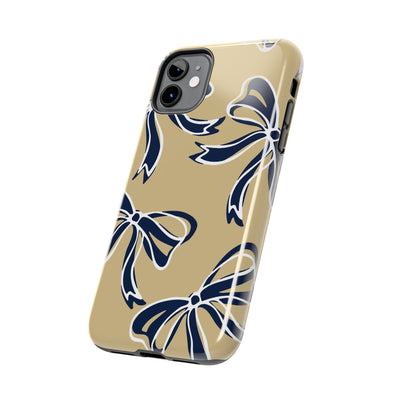 Trendy Bow Phone Case, Bed Party Bow Iphone case, Bow Phone Case, College Case, Bow Gifts, Navy and Gold, GW University, Bow Aesthetic