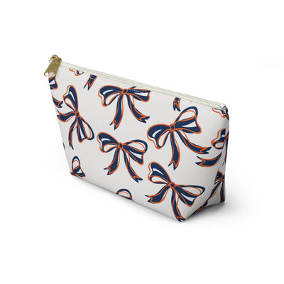 Trendy Bed Party Bow Makeup Bags - Navy & Orange, Bows, Navy Bow, Orange Bow, Bow Gift, Bows - Syracuse, UVA, Bucknell, Auburn