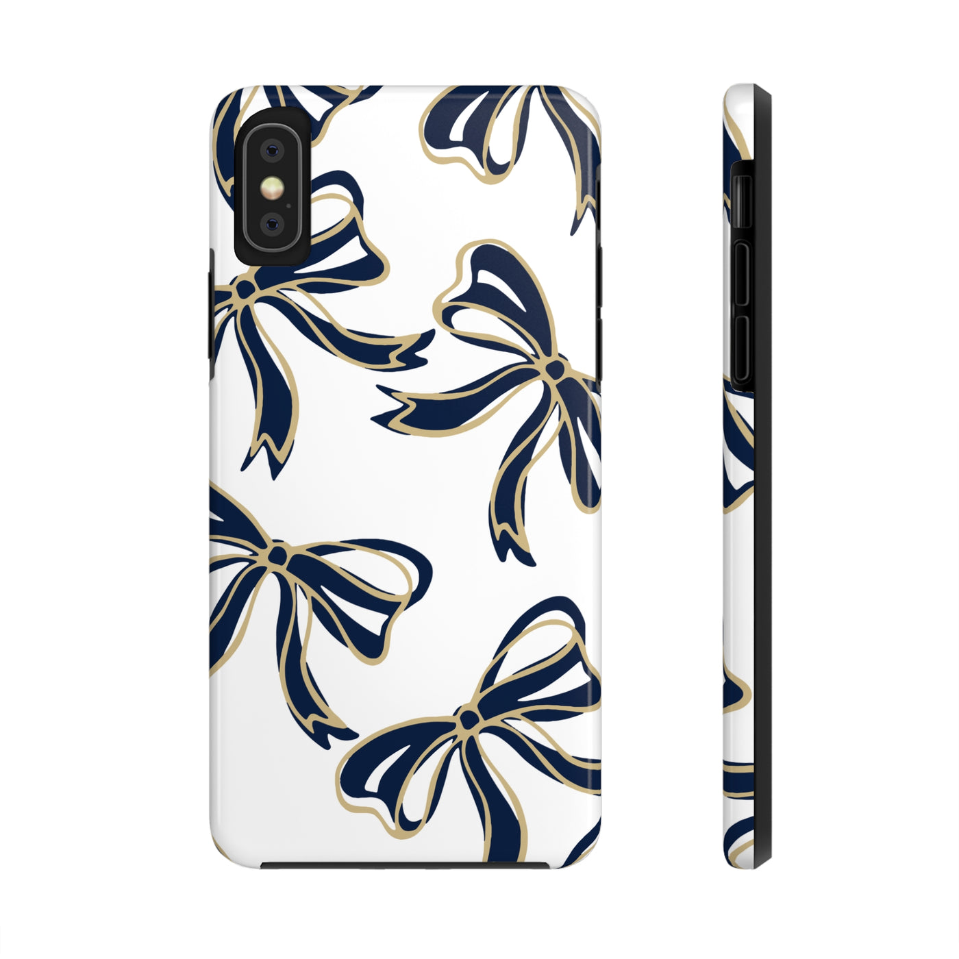 Trendy Bow Phone Case, Bed Party Bow Iphone case, Bow Phone Case, College Case, Bow Gifts, Navy and Gold, GW University, Bow Aesthetic