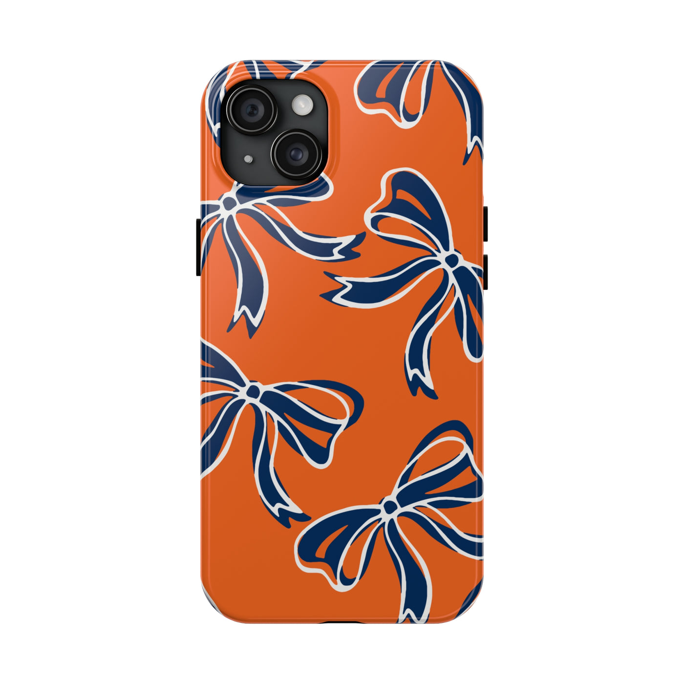 Trendy Bow Phone Case, Bed Party Bow Iphone case, Bow Phone Case, Bow Gifts - Syracuse, Auburn, Illinois, Bucknell, UVA, Navy & Orange