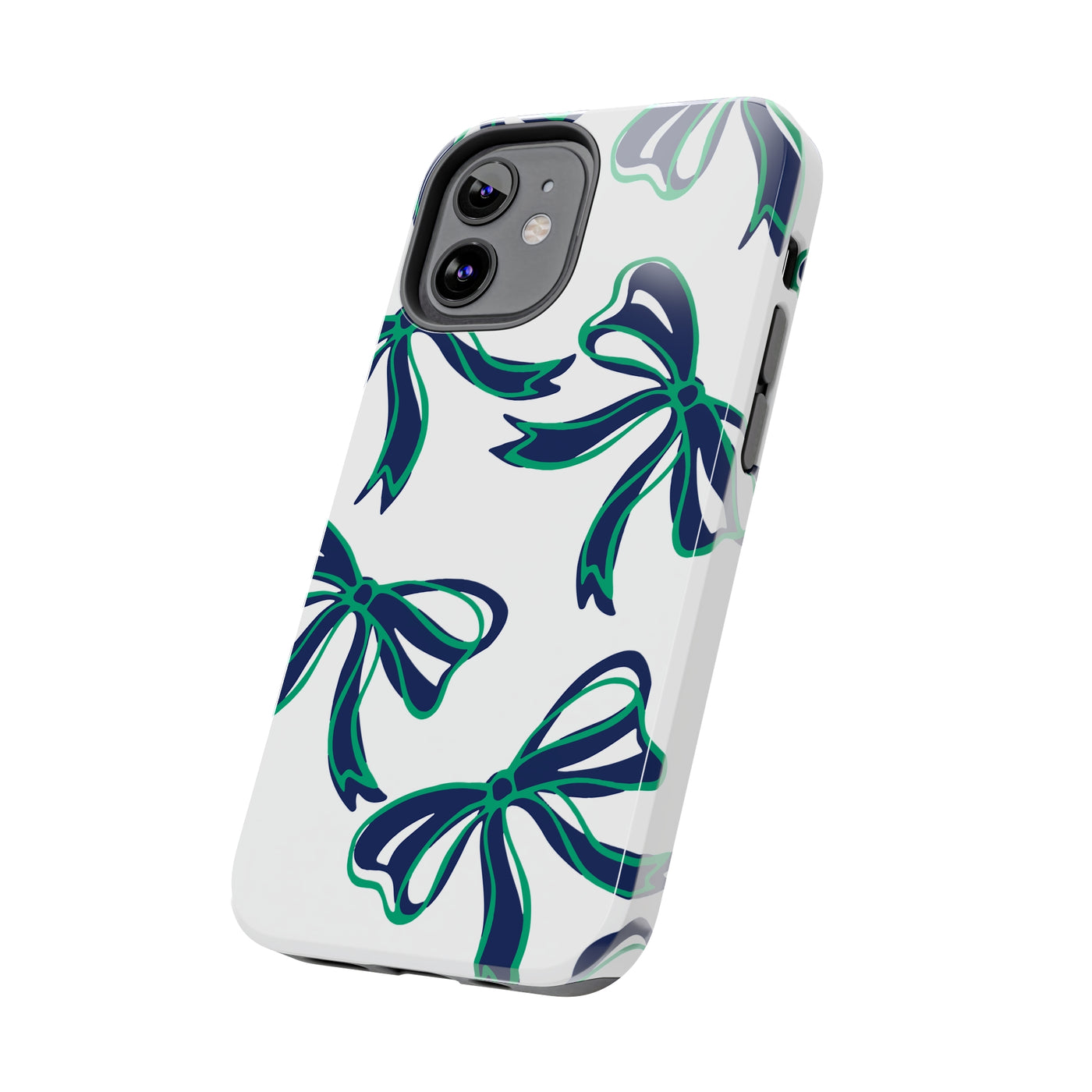 Trendy Bow Phone Case, Bed Party Bow Iphone case, Bow Phone Case, - Notre Dame, green and blue