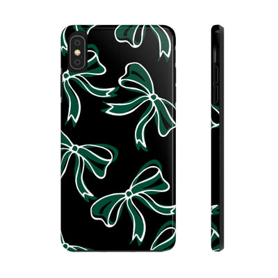 Trendy Bow Phone Case, Bed Party Bow Iphone case, Bow Phone Case, - Michigan State, Spartans, BING, green and white