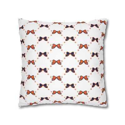 Pretty Little Bow Pillow Cover - Dorm Pillow,Bow Pillow,Bed Party Gift,Acceptance Gift,Camp Gift, College Gift, Bow Aesthetic, Navy & Orange, Syracuse