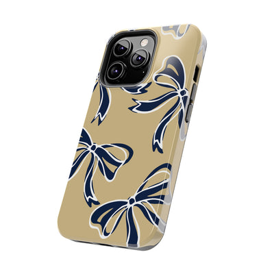 Trendy Bow Phone Case, Bed Party Bow Iphone case, Bow Phone Case, College Case, Bow Gifts, Navy and Gold, GW University, Bow Aesthetic