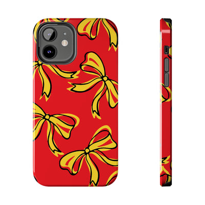 Trendy Bow Phone Case, Bed Party Bow Iphone case, Bow Phone Case, College Case, Bow Gift - Maryland, Terps, Terrapins, UMD, Red Gold & Black