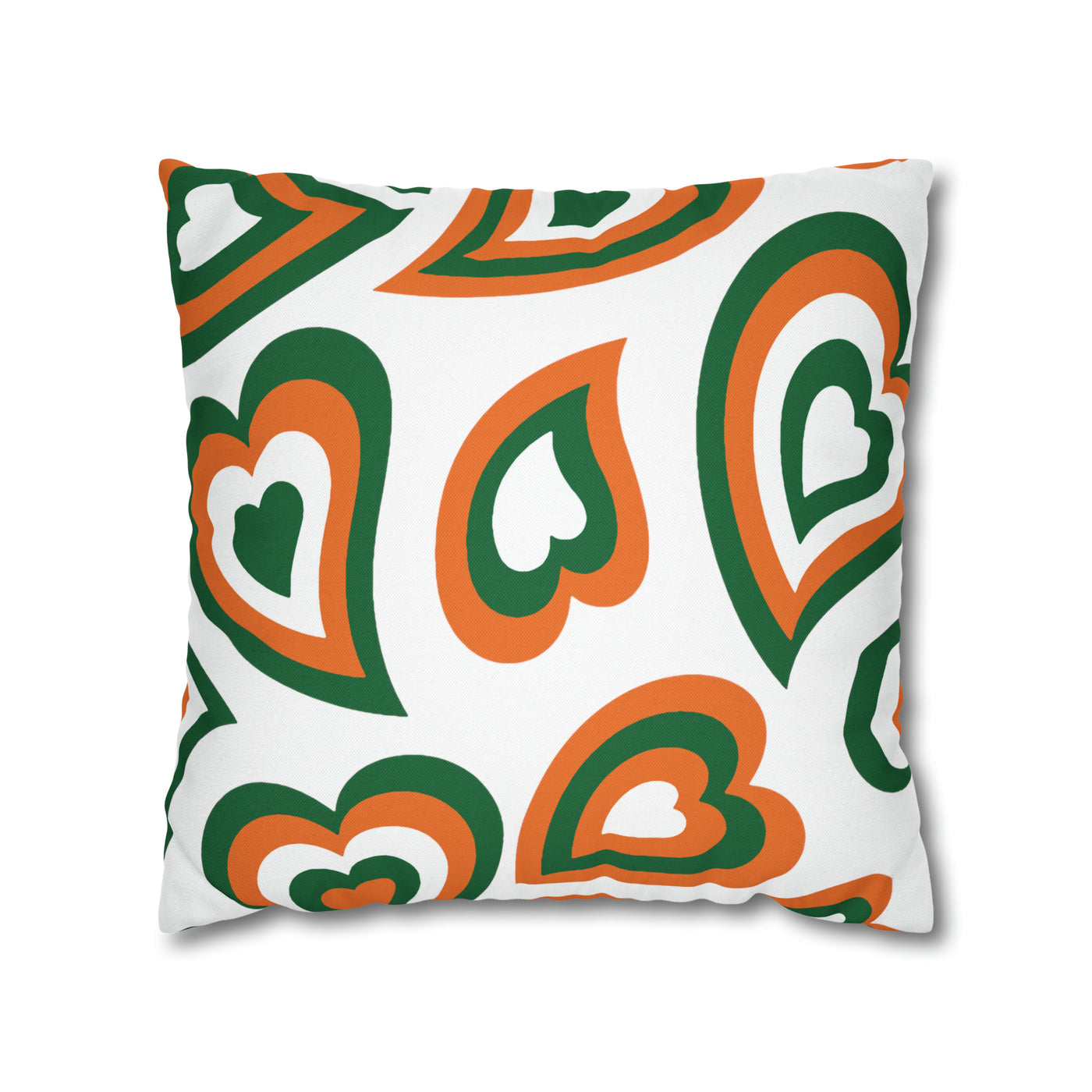 Retro Heart Pillow - Green and Orange, Heart Pillow, Hearts, Valentine's Day, Miami Hurricanes, Bed Party Pillow, Sleepaway Camp Pillow,Camp