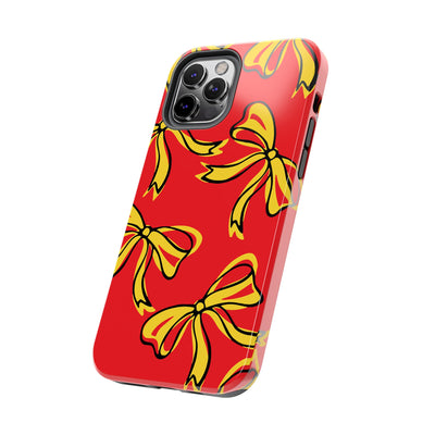 Trendy Bow Phone Case, Bed Party Bow Iphone case, Bow Phone Case, College Case, Bow Gift - Maryland, Terps, Terrapins, UMD, Red Gold & Black