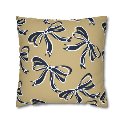 Trendy Bow College Pillow Cover - Dorm Pillow, Graduation Gift, Bed Party Gift, Acceptance Gift, College Gift, GW University, Navy & Gold