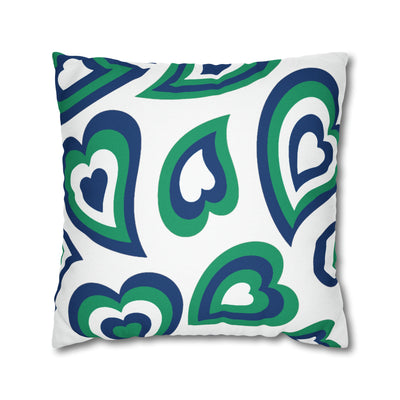 Retro Heart Pillow - blue and green, Heart Pillow, Hearts, Valentine's Day, FGCU, Florida Gulf Coast, Bed Party Pillow, Camp, dorm decor,