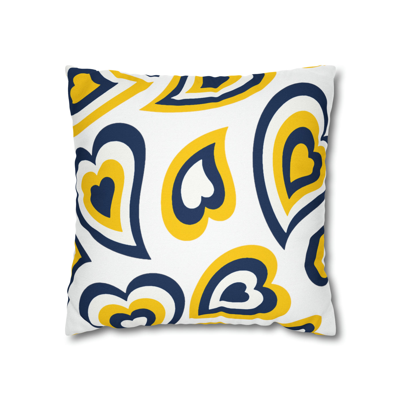 Retro Heart Pillow - Navy and Maize, Heart Pillow, Hearts, Valentine's Day, Michigan, Bed Party Pillow, Sleepaway Camp Pillow,Camp