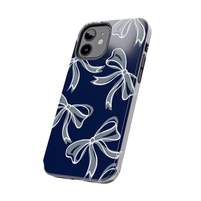 Trendy Bow Phone Case, Bed Party Bow Iphone case, Bow Phone Case, - Monmouth, UConn, Huskies, navy and white, navy and grey