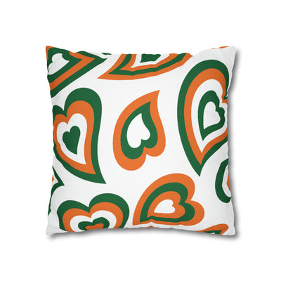 Retro Heart Pillow - Green and Orange, Heart Pillow, Hearts, Valentine's Day, Miami Hurricanes, Bed Party Pillow, Sleepaway Camp Pillow,Camp