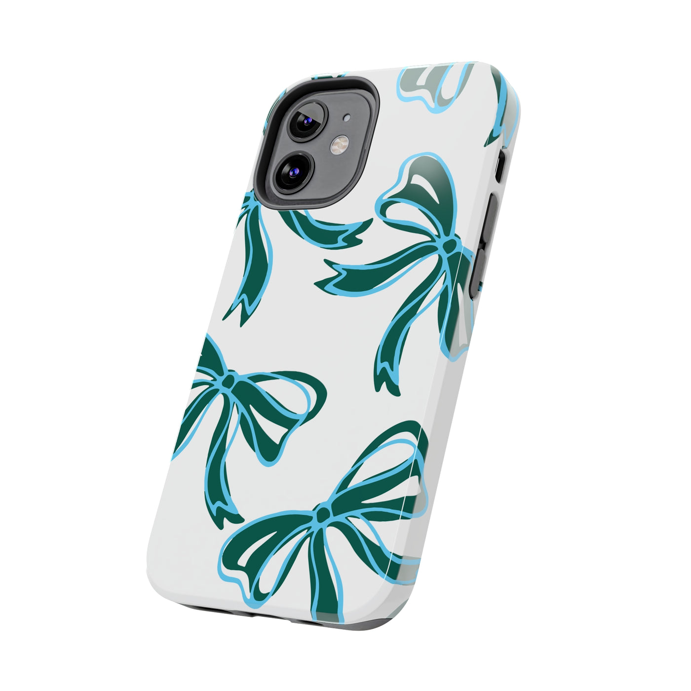 Trendy Bow Phone Case, Bed Party Bow Iphone case, Bow Phone Case, Tulane, Blue and Green, iphone13, iphone 14, roll wave