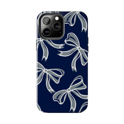 Trendy Bow Phone Case, Bed Party Bow Iphone case, Bow Phone Case, - Monmouth, UConn, Huskies, navy and white, navy and grey