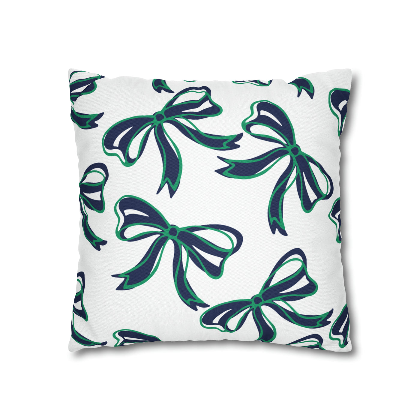 Trendy Bow College Pillow Cover - Dorm Pillow, Graduation Gift,Bed Party Gift,Acceptance Gift,College Gift, Notre Dame, navy and green