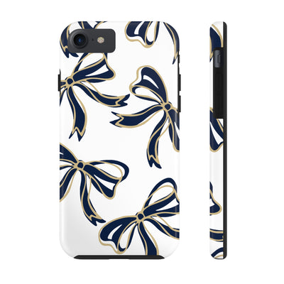 Trendy Bow Phone Case, Bed Party Bow Iphone case, Bow Phone Case, College Case, Bow Gifts, Navy and Gold, GW University, Bow Aesthetic