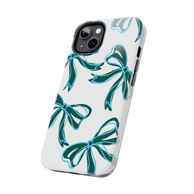 Trendy Bow Phone Case, Bed Party Bow Iphone case, Bow Phone Case, Tulane, Blue and Green, iphone13, iphone 14, roll wave