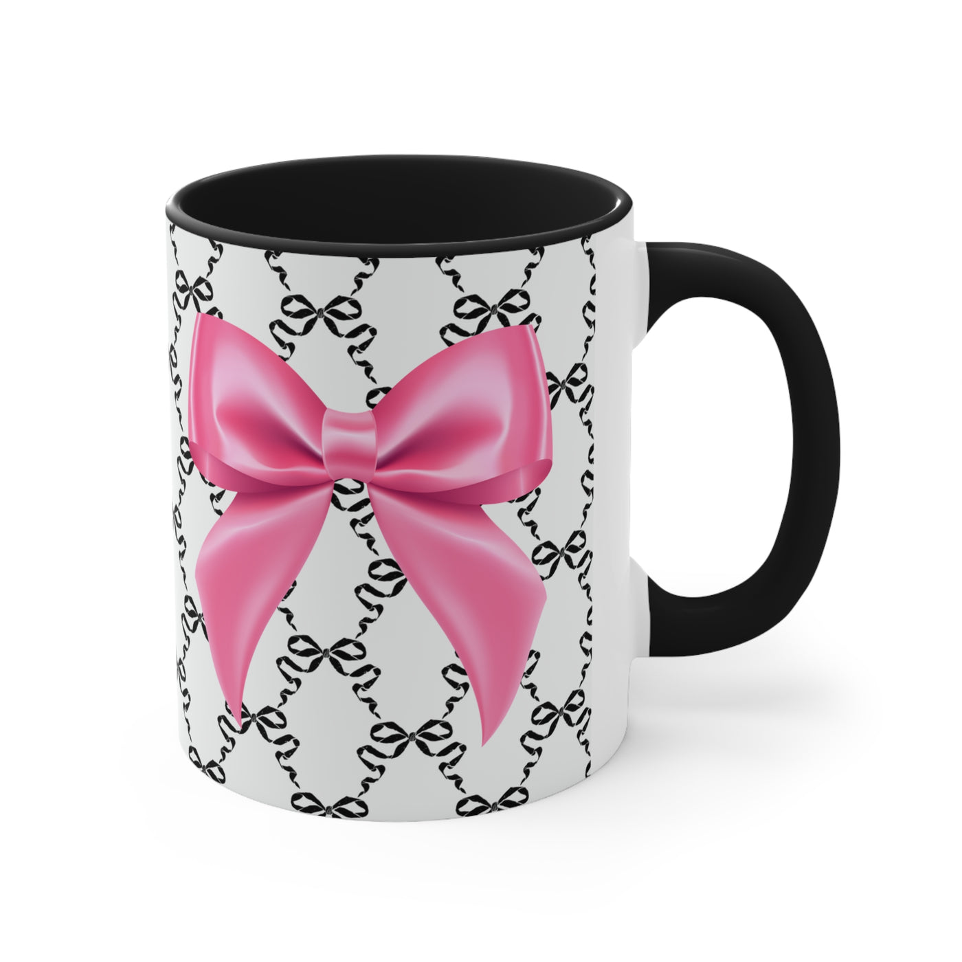 11oz Coquette Black with Pink Bow Ceramic Mug